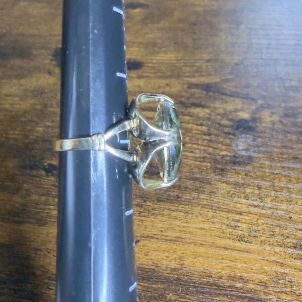Vintage Large Smoky Quartz Gemstone 14K Yellow Gold Coctail Ring Size 6 - Picture 10 of 11